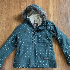 Burton Green and Mint Jacket with Fur Hood
